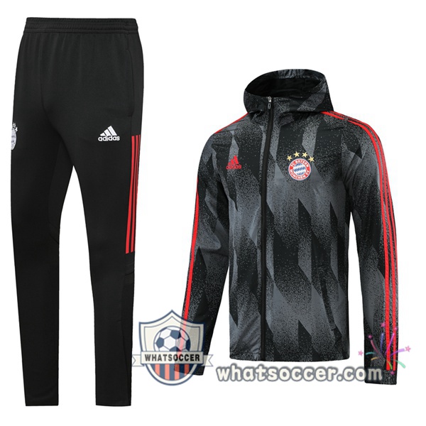 Bayern Munich Black Gray Windbreaker Hoodie 2021-2022
