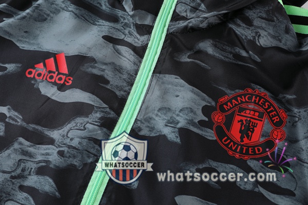 Manchester United Black Green Windbreaker Hoodie 2021-2022