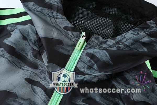 Manchester United Black Green Windbreaker Hoodie 2021-2022