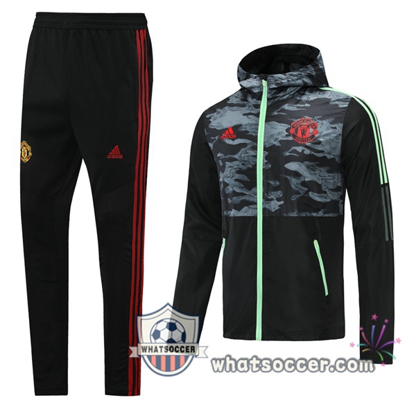 Manchester United Black Green Windbreaker Hoodie 2021-2022
