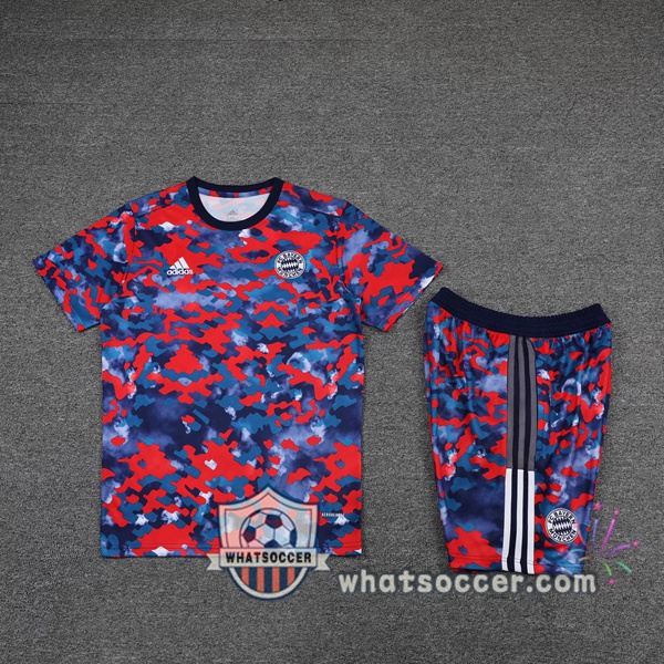 Bayern Munich + Shorts Red Blue Training T-Shirt Suit 2021-2022