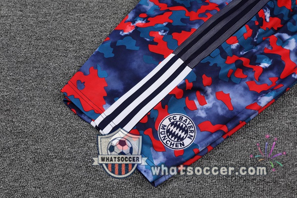Bayern Munich + Shorts Red Blue Training T-Shirt Suit 2021-2022