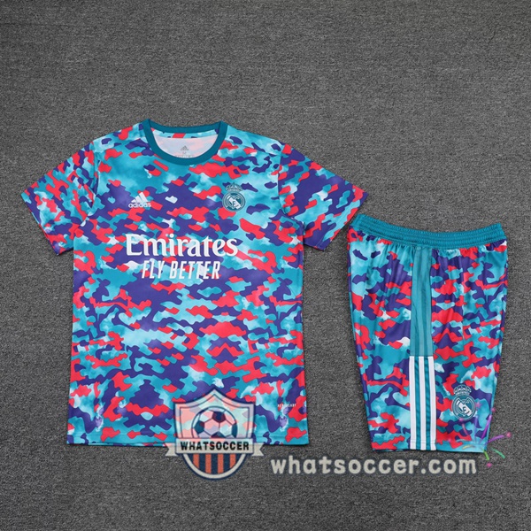 Real Madrid + Shorts Blue Training T-Shirt Suit 2021-2022