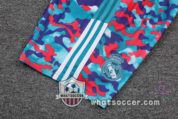 Real Madrid + Shorts Blue Training T-Shirt Suit 2021-2022
