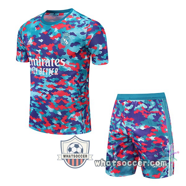 Real Madrid + Shorts Blue Training T-Shirt Suit 2021-2022
