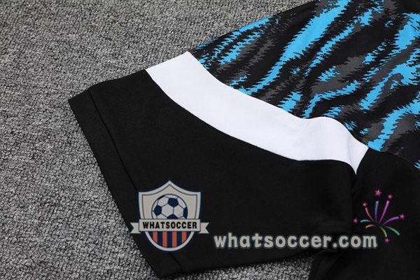 Training Polo Set Marseille OM + Shorts Black Blue 2021-2022