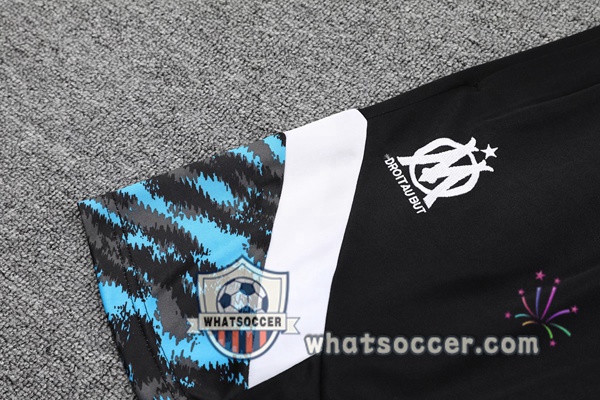 Training Polo Set Marseille OM + Shorts Black Blue 2021-2022