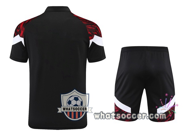 Training Polo Set AC Milan + Shorts Black Red 2021-2022