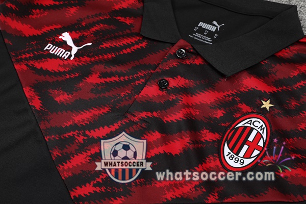 Training Polo Set AC Milan + Shorts Black Red 2021-2022