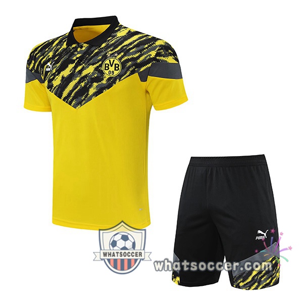 Training Polo Set Dortmund BVB + Shorts Yellow 2021-2022