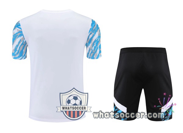 Marseille OM + Shorts Blue White Training T-Shirt Suit 2021-2022