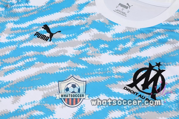 Marseille OM + Shorts Blue White Training T-Shirt Suit 2021-2022