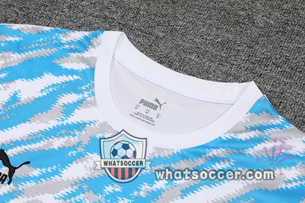 Marseille OM + Shorts Blue White Training T-Shirt Suit 2021-2022