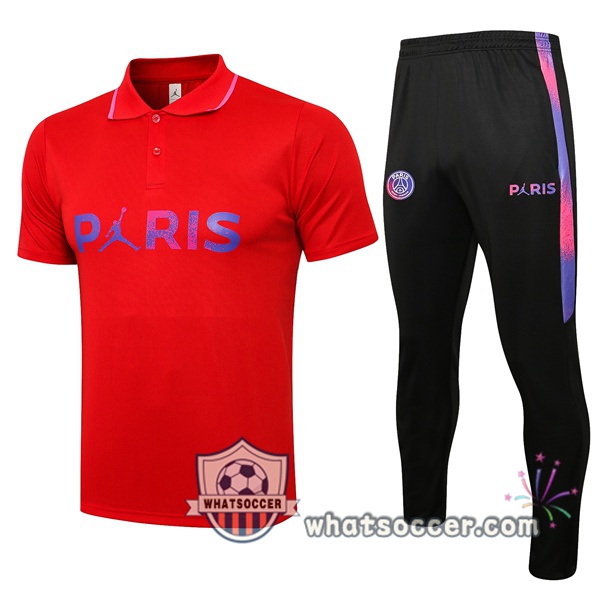 Training Polo Set Paris PSG + Pants Red 2021-2022