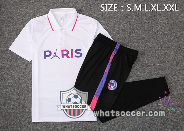 Training Polo Set Paris PSG + Pants White 2021-2022
