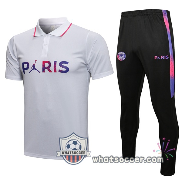 Training Polo Set Paris PSG + Pants White 2021-2022