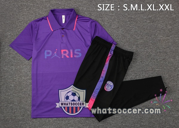 Training Polo Set Paris PSG + Pants Purple 2021-2022