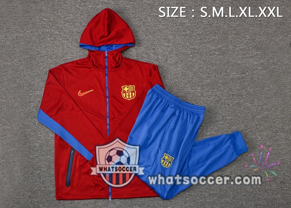 FC Barcelona Red Hooded Jacket 2021-2022