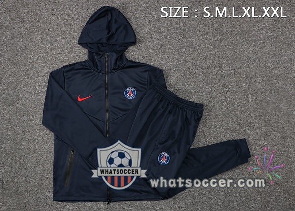 Paris PSG Blue Royal Hooded Jacket 2021-2022