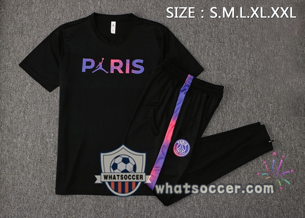 Paris PSG Jordan + Pants Black Training T-Shirt Suit 2021-2022