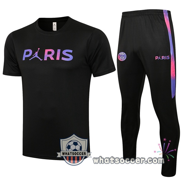 Paris PSG Jordan + Pants Black Training T-Shirt Suit 2021-2022