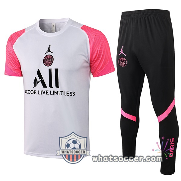 Paris PSG Jordan + Pants White Rose Training T-Shirt Suit 2021-2022