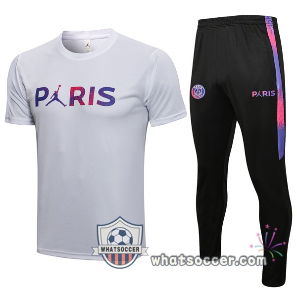 Paris PSG Jordan + Pants White Training T-Shirt Suit 2021-2022