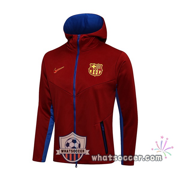 FC Barcelona Red Hooded Jacket 2021-2022