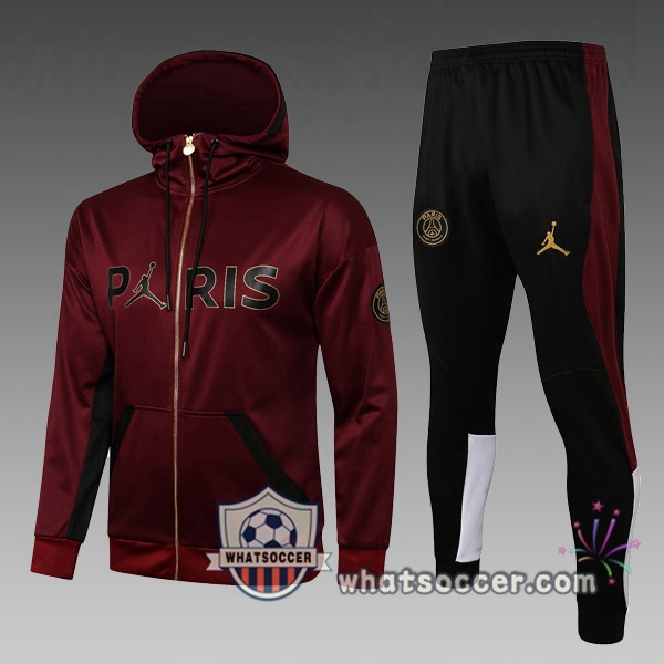 JORDAN Paris PSG Kids Hooded Jacket Red 2021-2022