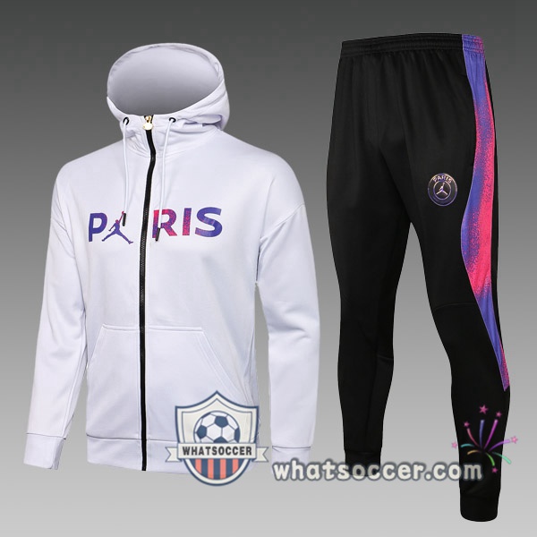 JORDAN Paris PSG Kids Hooded Jacket White 2021-2022