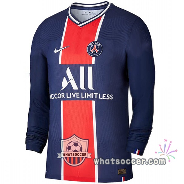 Paris PSG Home Long Sleeve Soccer Jerseys Blue Royal 2020-2021