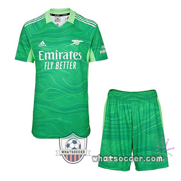 Arsenal Kids Goalkeeper Soccer Jerseys Green 2021-2022