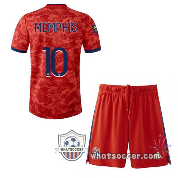 Lyon OL (MEMPHIS 10) Kids Away Soccer Jerseys 2021-2022