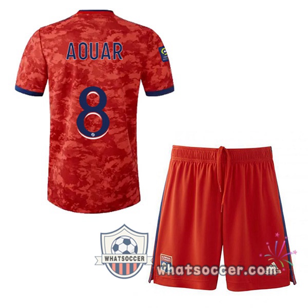 Lyon OL (AOUAR 8) Kids Away Soccer Jerseys 2021-2022