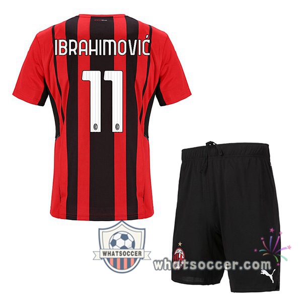 AC Milan (IBRAHIMOVIĆ 11) Kids Home Soccer Jerseys 2021-2022