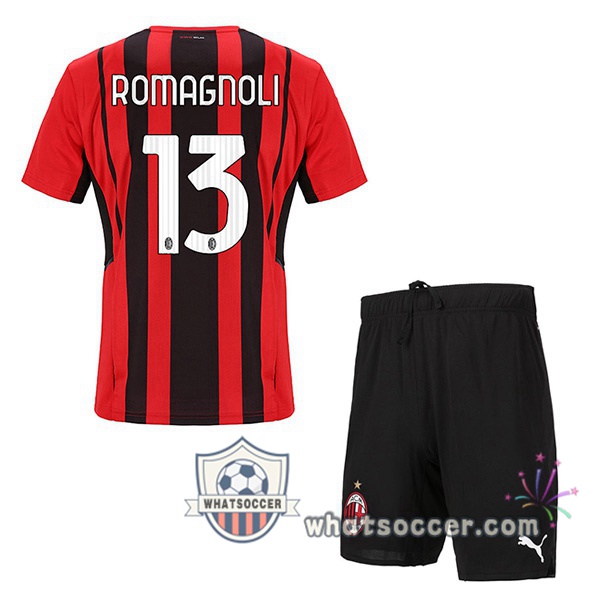 AC Milan (ROMAGNOLI 13) Kids Home Soccer Jerseys 2021-2022