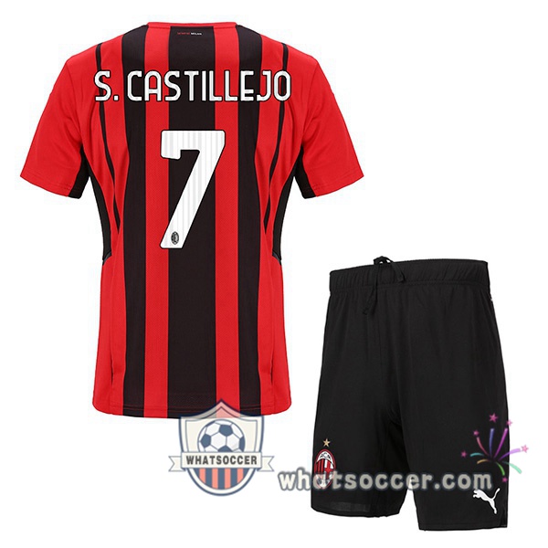 AC Milan (S. CASTILLEJO 7) Kids Home Soccer Jerseys 2021-2022