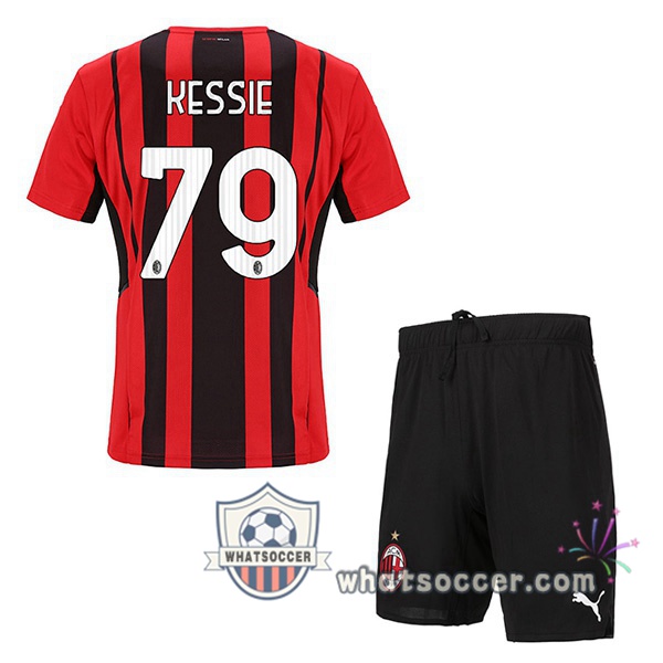 AC Milan (KESSIE 79) Kids Home Soccer Jerseys 2021-2022