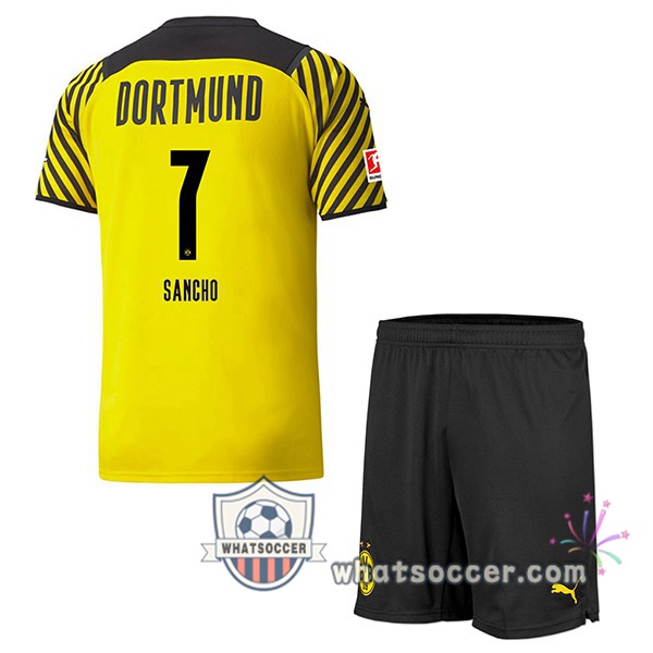 Dortmund BVB (Sancho 7) Kids Home Soccer Jerseys 2021-2022