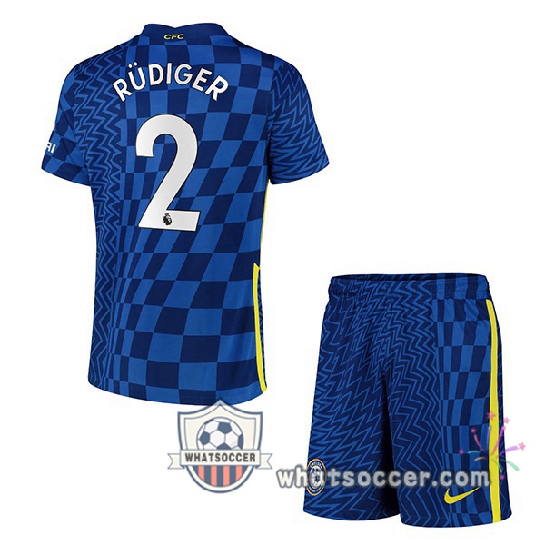 FC Chelsea (RÜDIGER 2) Kids Home Soccer Jerseys 2021-2022