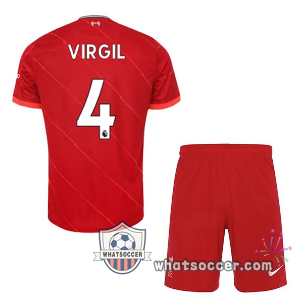 FC Liverpool (VIRGIL 4) Kids Home Soccer Jerseys 2021-2022