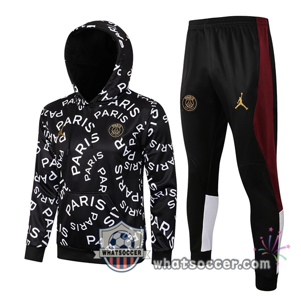 JORDAN Paris PSG Black White Hooded Jacket 2021-2022