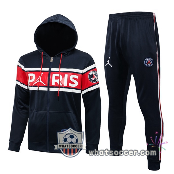 JORDAN Paris PSG Blue Royal Red Hooded Jacket 2021-2022