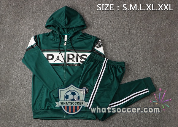 JORDAN Paris PSG Green White Hooded Jacket 2021-2022