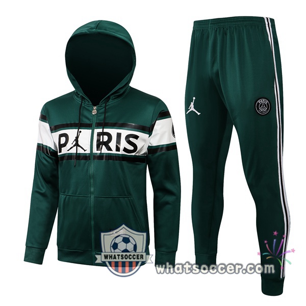 JORDAN Paris PSG Green White Hooded Jacket 2021-2022