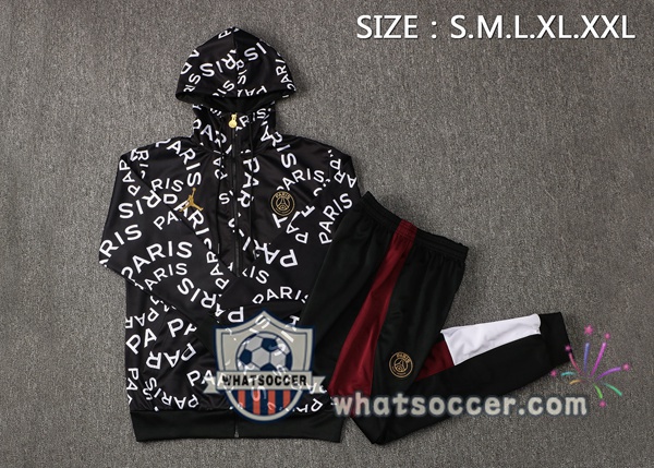 JORDAN Paris PSG White Black Hooded Jacket 2021-2022