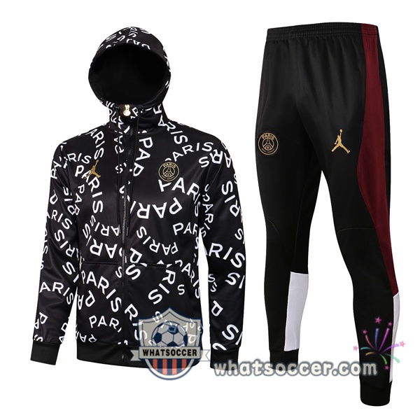 JORDAN Paris PSG White Black Hooded Jacket 2021-2022
