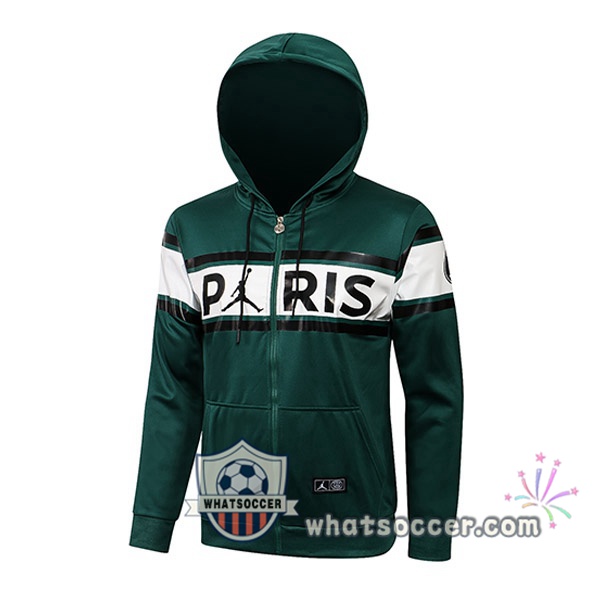 JORDAN Paris PSG Green White Hooded Jacket 2021-2022