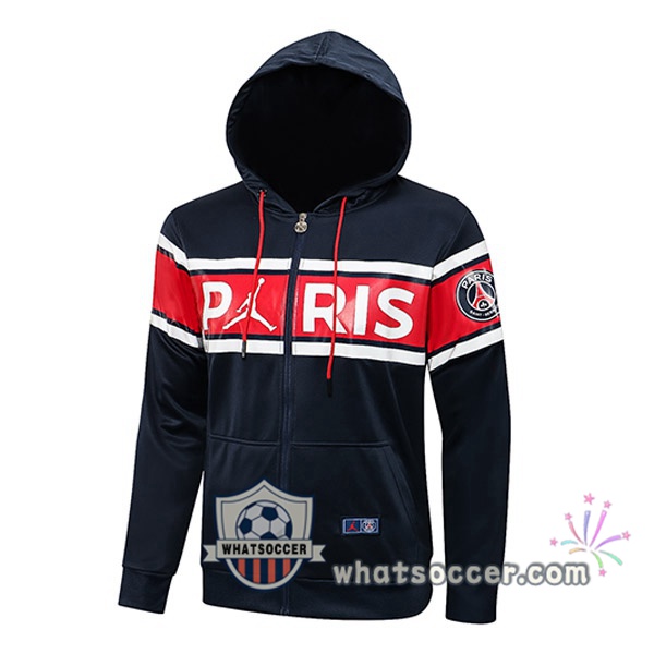 JORDAN Paris PSG Blue Royal Red Hooded Jacket 2021-2022