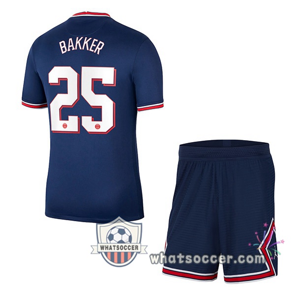 Jordan Paris PSG (Bakker 25) Kids Home Soccer Jerseys 2021-2022